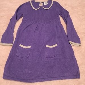 Mini boden purple knit dress with Peter Pan collar size 3-4